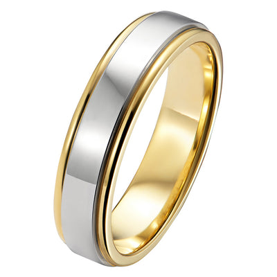 5mm two tone soft court mens ring with track edges