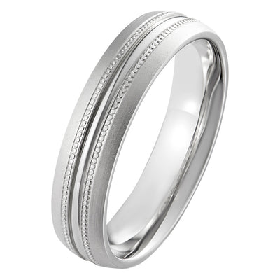 5mm men's decorative milgrain wedding ring in platinum