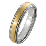 5mm court men's wedding band two tone brushed pattern