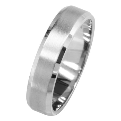 5mm platinum mens bevelled edge wedding ring
