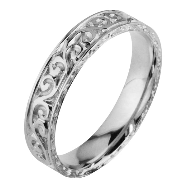 5mm platinum men's engraved wedding ring