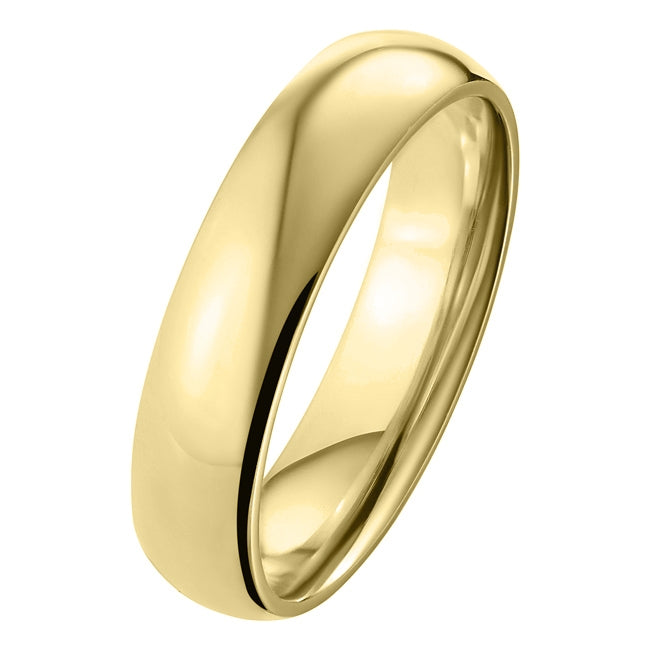 Men's 5mm yellow gold court wedding ring mirror polish