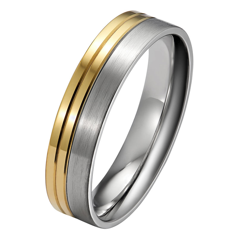 5mm two tone yellow gold platinum unusual mens wedding ring.