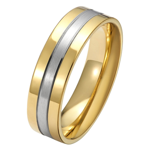 6mm mixed metals flat court mens wedding ring