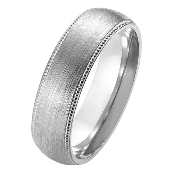 6mm platinum court wedding ring with millegrain edge