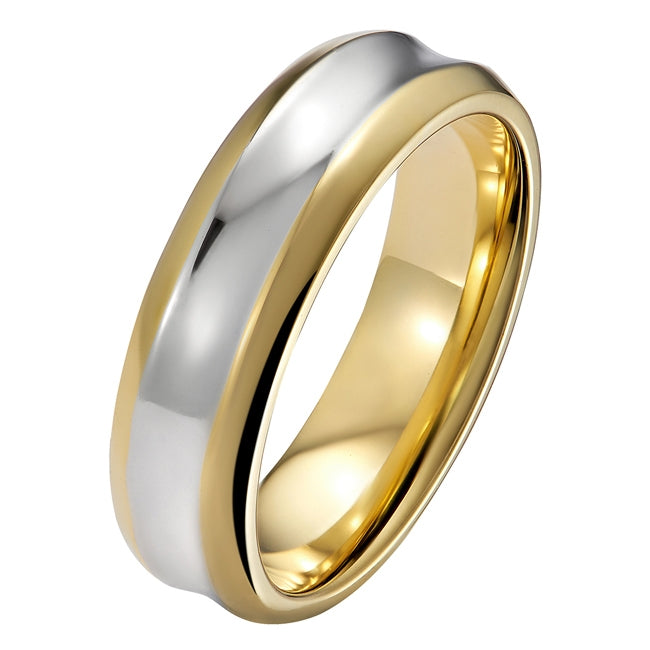 6mm mixed metal concave wedding ring