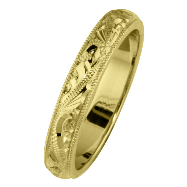 Patterned Wedding Ring in 18ct Yellow Gold