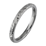 2mm narrow band engraved wedding ring in platinum