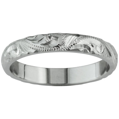 3mm platinum engraved wedding ring