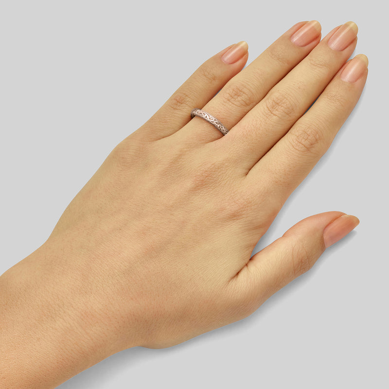 Rose gold patterned wedding ring