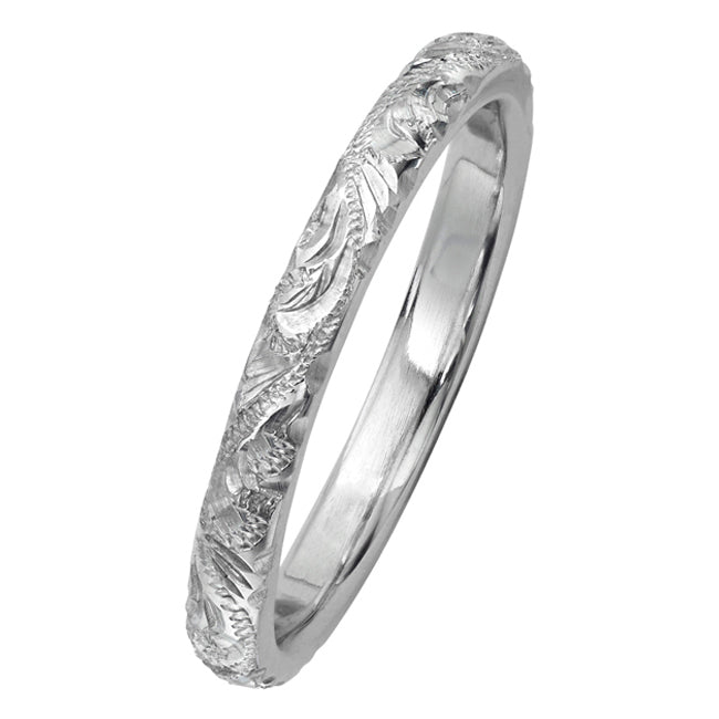 Ladies engraved pattern wedding ring UK
