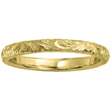 Ladies patterned wedding ring in yellow gold