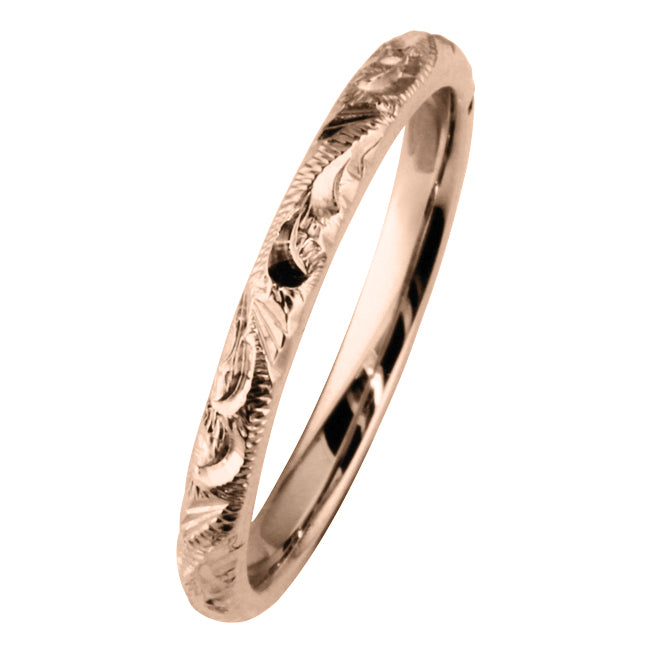 Ladies Engraved Rose Gold Wedding Ring UK