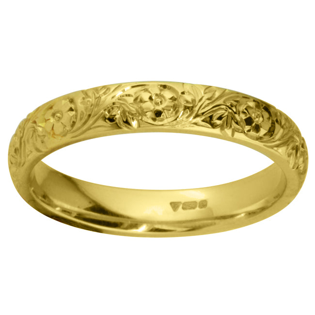 Floral Wedding Ring in 18 Carat Yellow Gold