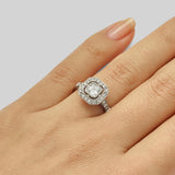 Vintage asscher cut diamond halo cluster ring