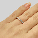 Scallop milgrain diamond wedding ring on model hand