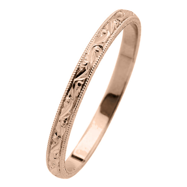 Rose gold engraved wedding ring