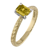 Unusual non-diamond yellow sapphire engagement ring