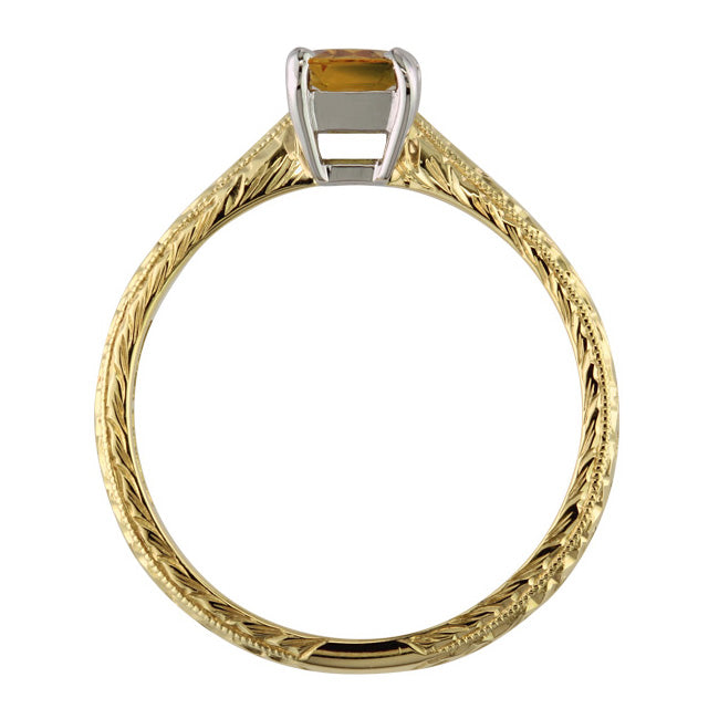 Emerald-cut yellow sapphire ring