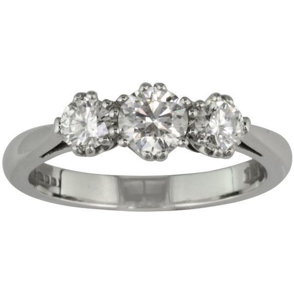 Traditional Three Stone Diamond Ring in Platinum