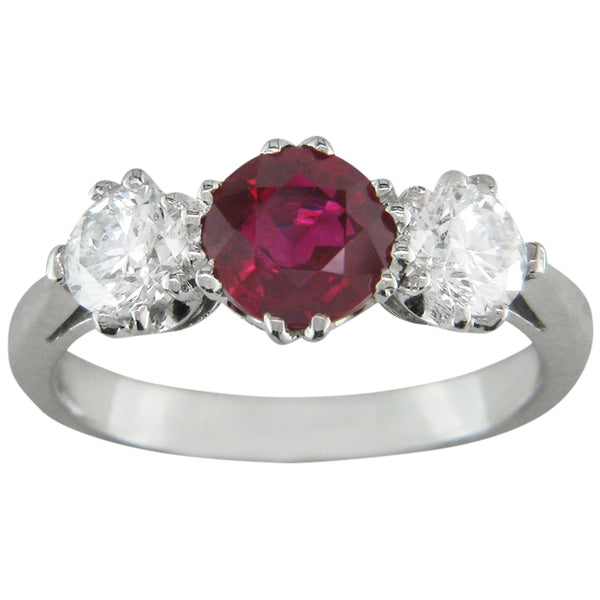 Ruby and diamond engagement ring