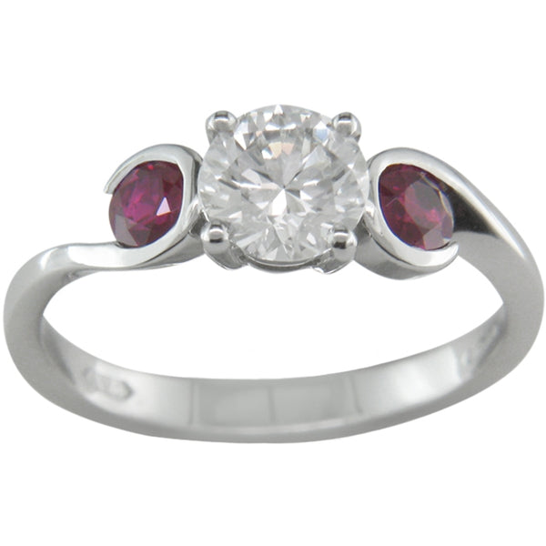 Diamond and ruby trilogy ring
