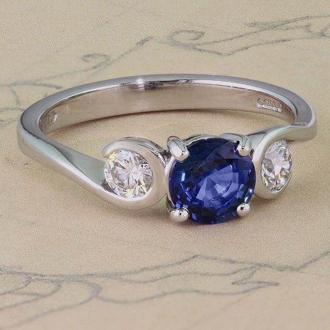 Sapphire diamond engagement ring platinum