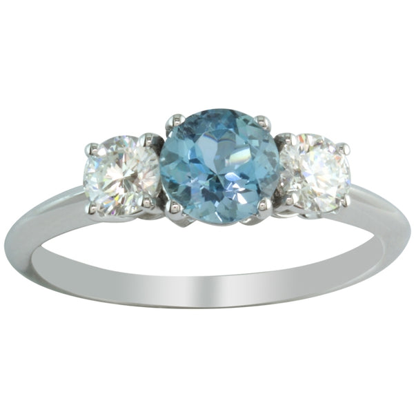 Aquamarine and diamond ring in platinum