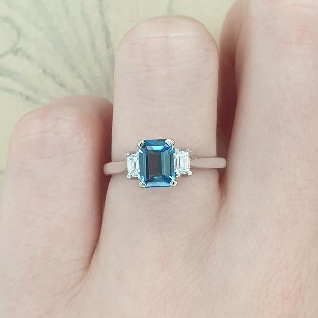 Aquamarine engagement ring in the Art Deco style