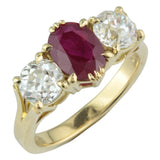 Ruby diamond half hoop engagement ring