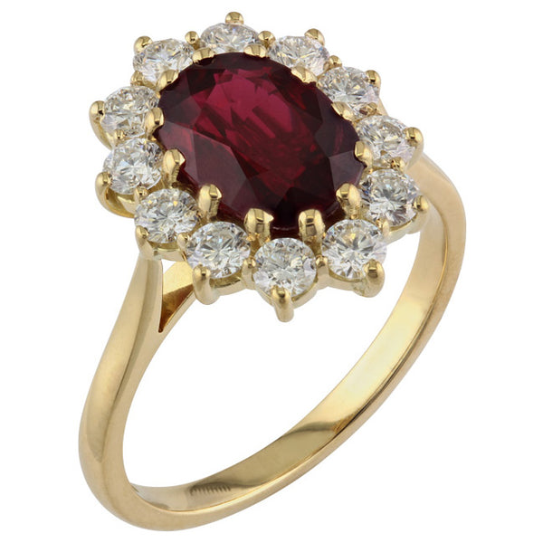 Ruby diamond cluster ring UK