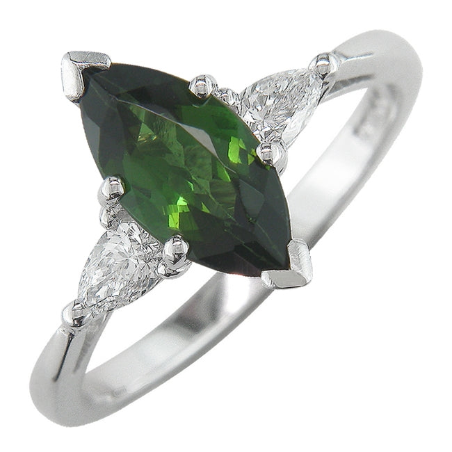 marquise tourmaline ring with pear diamond side stones