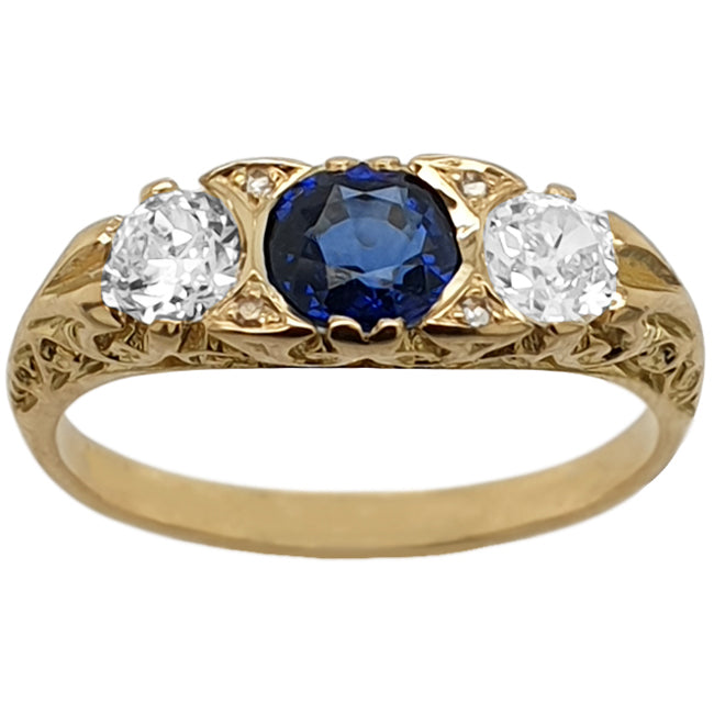 Sapphire and diamond half hoop ring 