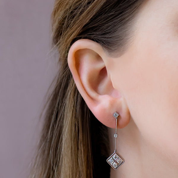 Art Deco Diamond Drop Earrings UK