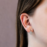 Floral diamond cluster drop earrings