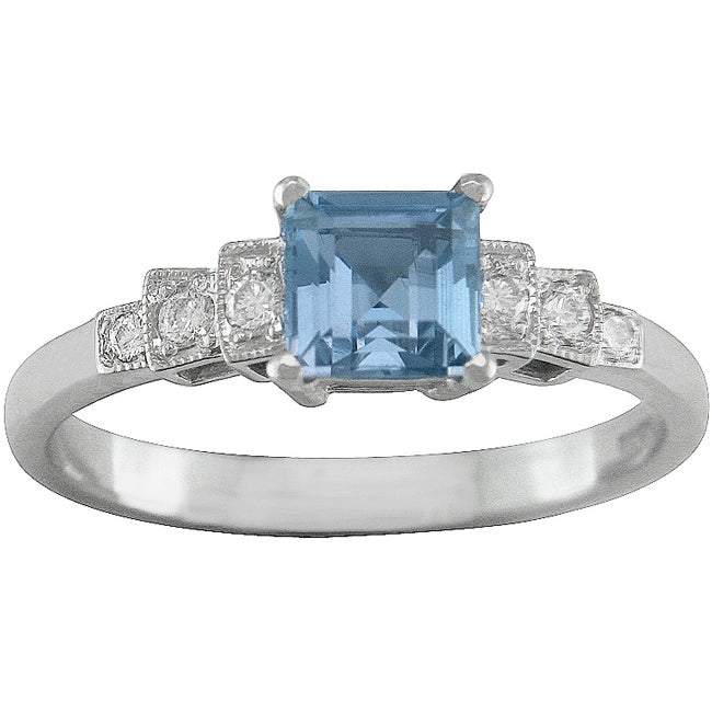 Art Deco aquamarine ring platinum