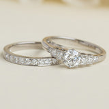 Art deco diamond engagement ring with matching wedding ring