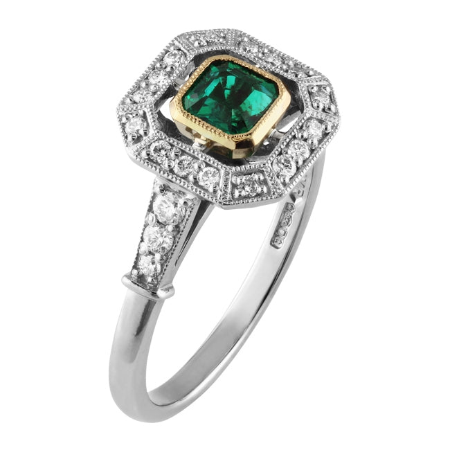 Art Deco emerald cluster ring