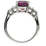 art deco pink sapphire and diamond ring in platinum