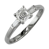 Asscher Cut Diamond Ring with Baguette Diamond Side Stones