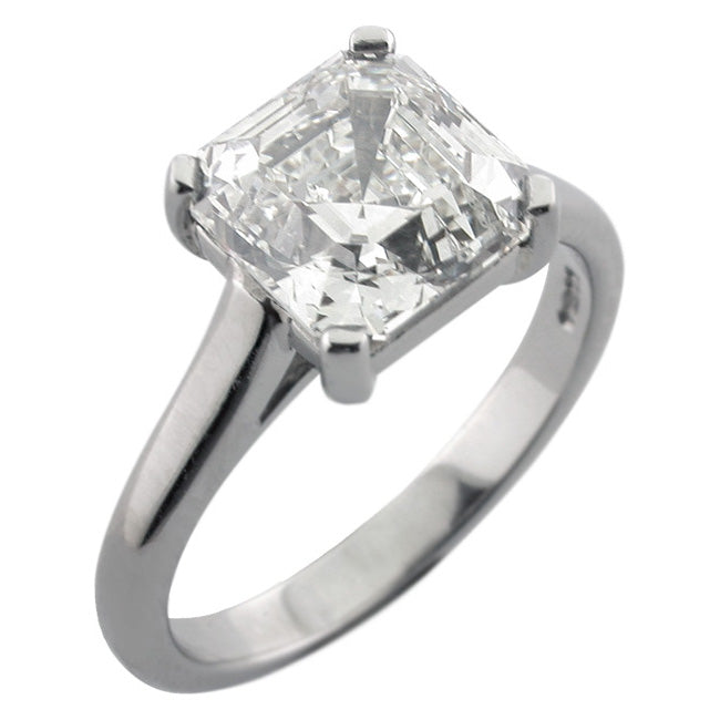 Asscher cut diamond engagement ring in Hatton Garden London UK