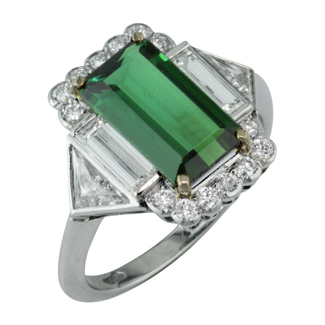 Art Deco tourmaline and diamond ring
