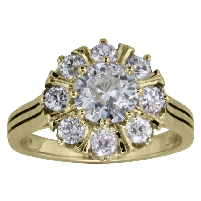 Bespoke Antique Style Diamond Cluster Ring