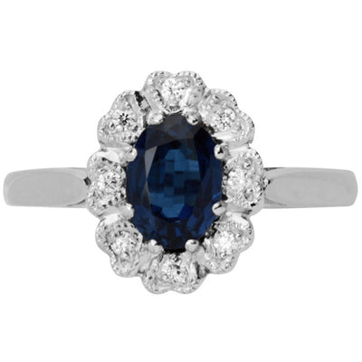 Blue sapphire ring with diamonds