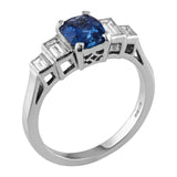 Cushion cut blue sapphire ring uk