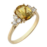 Cushion yellow sapphire and diamond ring UK