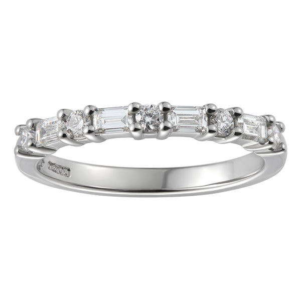 Vintage style diamond half eternity ring in platinum