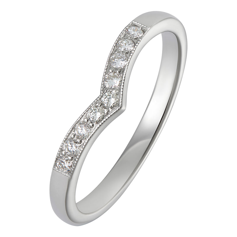 Diamond wishbone wedding ring in vintage design