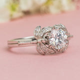 Dragonfly ring in platinum with diamond