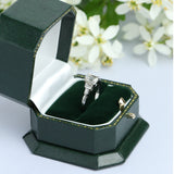 Emerald cut engagement ring UK in box